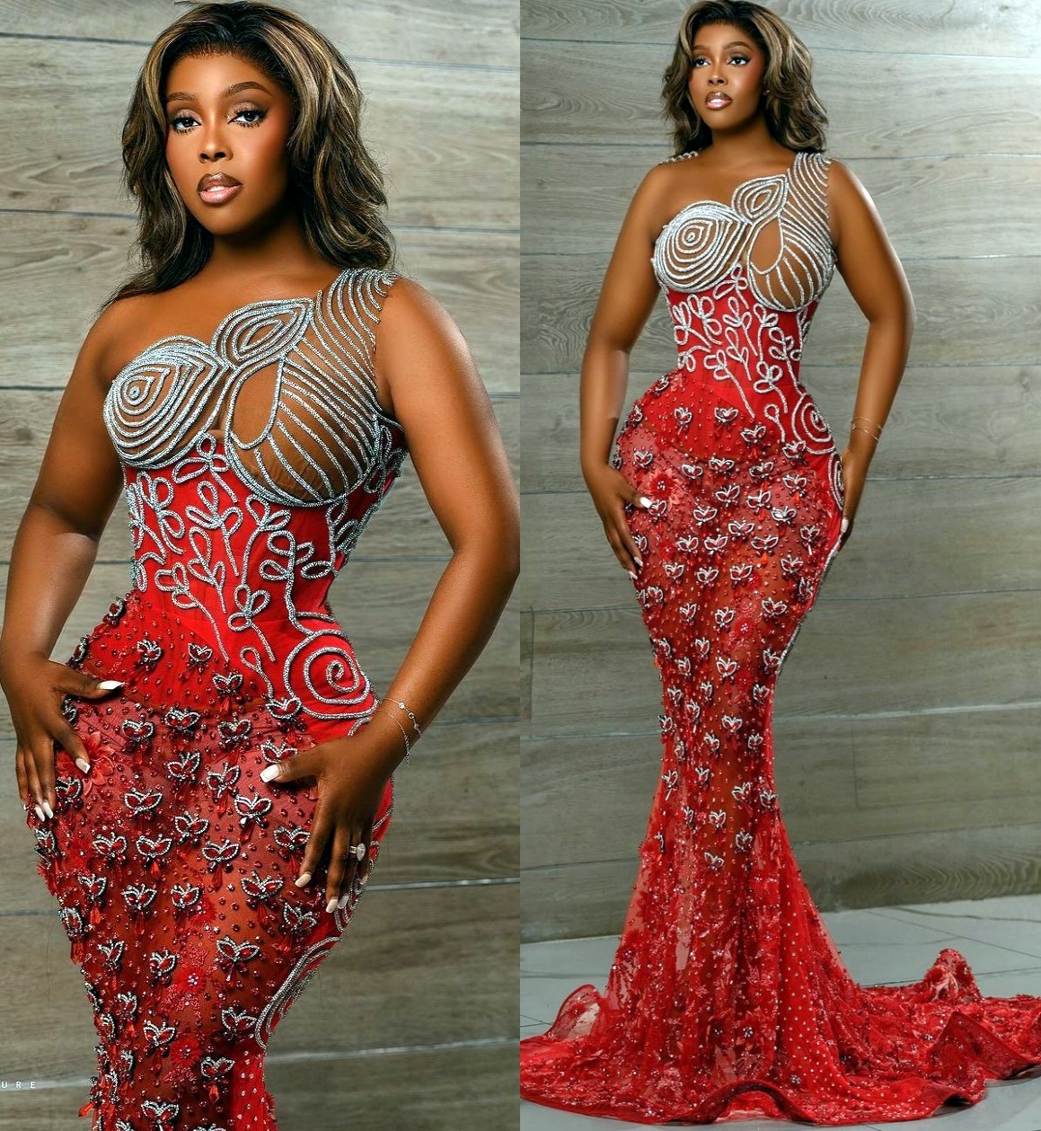 Red Mermaid Prom Dresses 2024 Rhinestones One Shoulder See Through Evening Formal Party Second Birthday Engagement Gowns Plus Size Dress For Special O