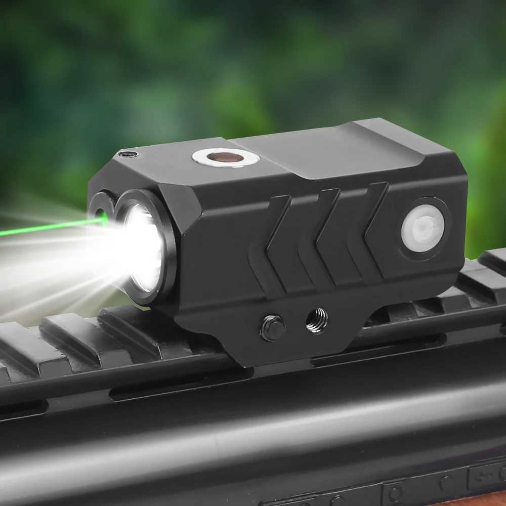 Pistol rifle laser light combination 800 lumens flashlight with red/green laser sight weapon gun light magnetic charging gloves flashlightW241204