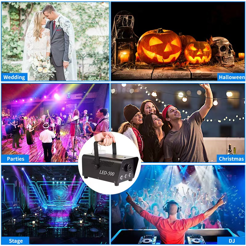 8/18 LED Wireless Remote Control Fogger Machine 500W DJ Party Stage Effect Light Smoke Machine For Christmas Party Halloween