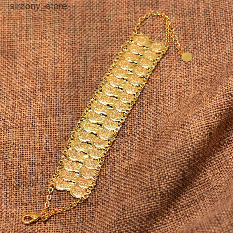 Bangle Gold colored coin bracelets and mens coin bracelets Islamic Muslim Arab Middle Eastern jewelry African gifts J241205
