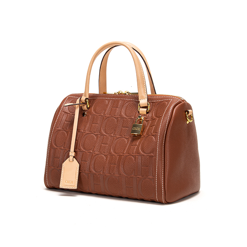 New Large Capacity Women's Handbag Unique And Exquisite Letter Printing Lock Buckle Accessories Solid Color Simplicity