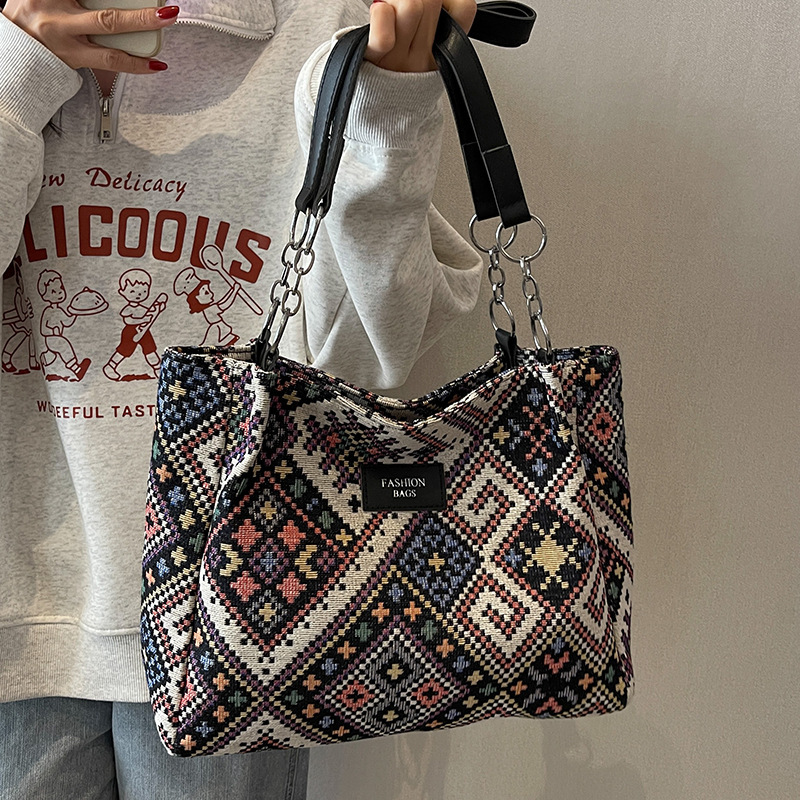New women s canvas shoulder environmentally friendly reusable designer retro shopping fashion large capacity handbag casual simple women s bag bag