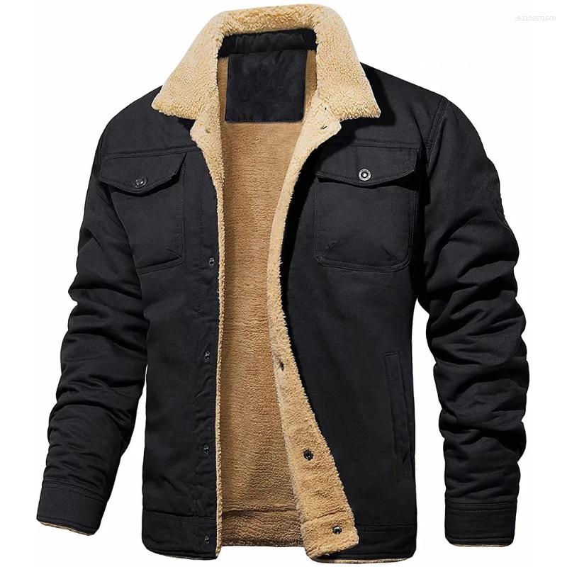 Men's Jackets Casual Winter Coat Fleece Outing Long Sleeve Regular Length Sherpa Collar Slight Stretch Solid Color