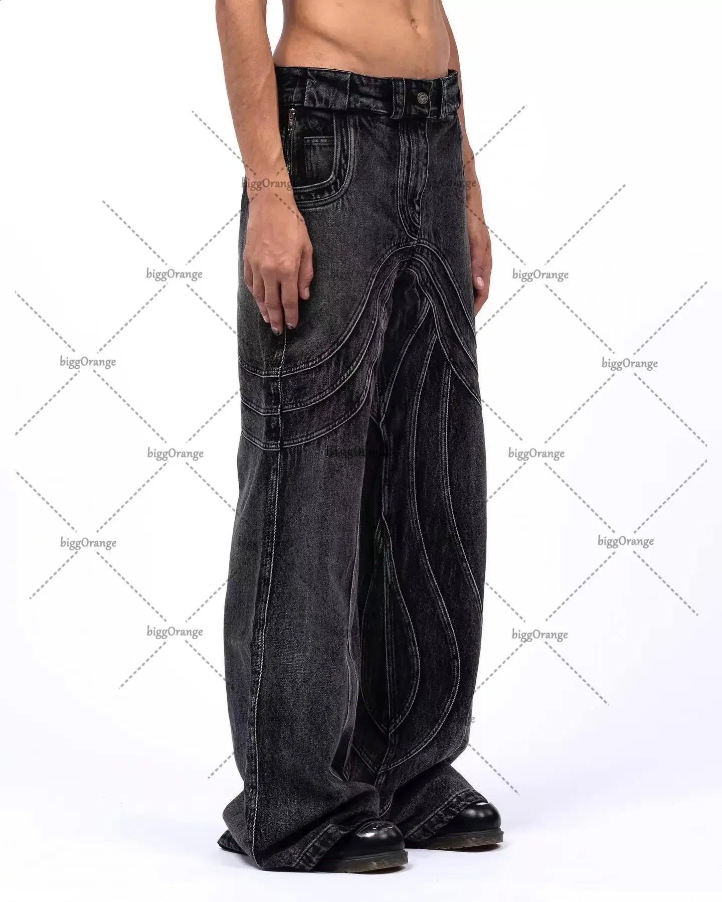 Y2K punk hip-hop jeans for women streetwear coastal workwear tear style loose laundry clothing mens floor mop pants 241203