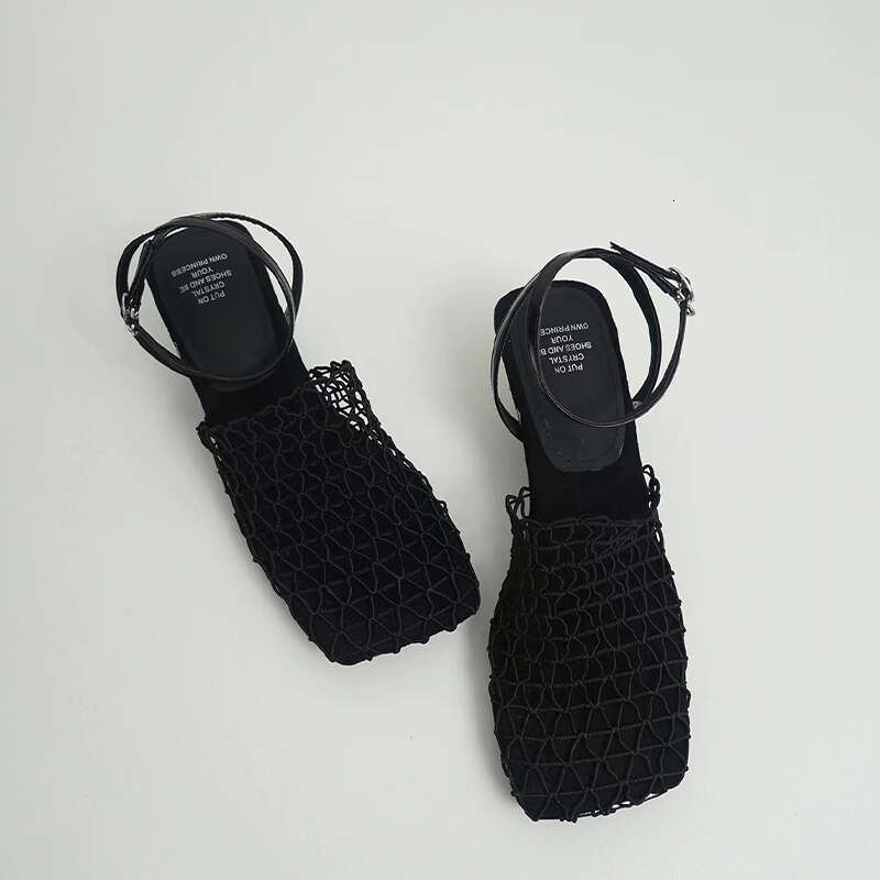 Designer Weave Women Sandals High Heels Square Toe Dress Summer Party Shoes Trend New Slippers Pumps atillas Mujer
