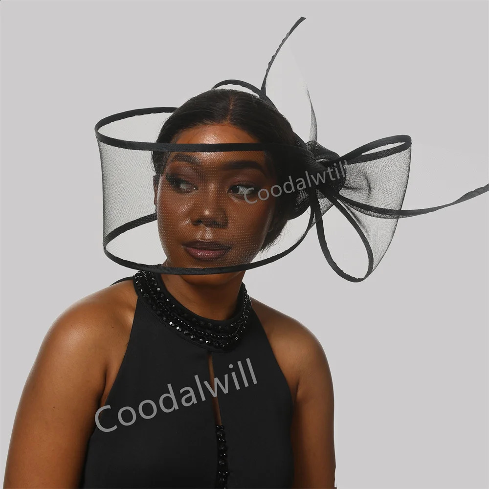 Stunning black and white womens charming hats elegant wedding tea parties Chapeau hats for ladies Derby headwear fashionable 241203