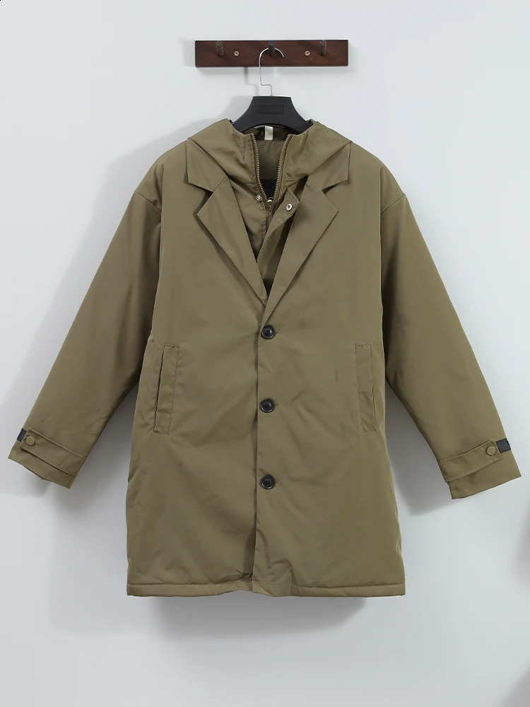 Fashionable solid windproof long trench jacket mens casual loose oversized high-quality jacket autumn street warm mens jacket 241203