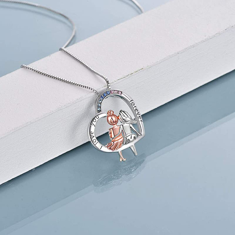 Cute Colorful Rhinestone Heart Always My Sister Necklace For Girls Friends Friendship Jewelry Gifts