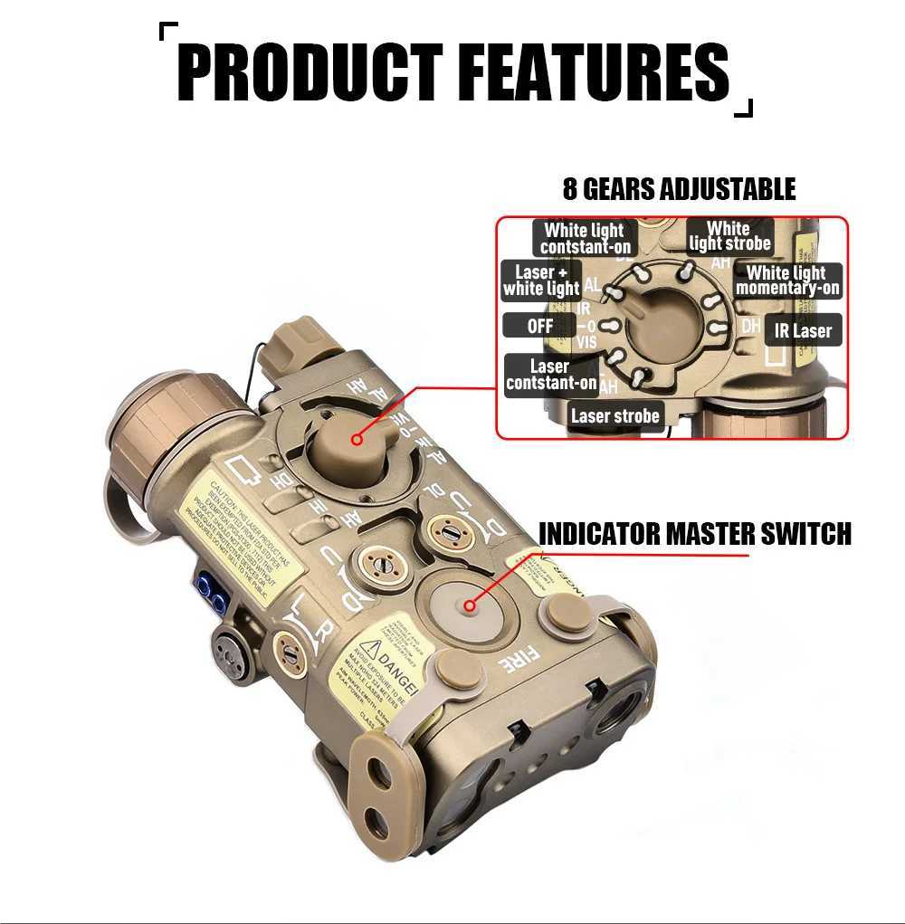 WADSN Surefir Metal NGAL Red Green Blue Laser Infrared Dot White Flashlight M300 M600 Flashlight Hunting Light Airgun AccessoriesW241204