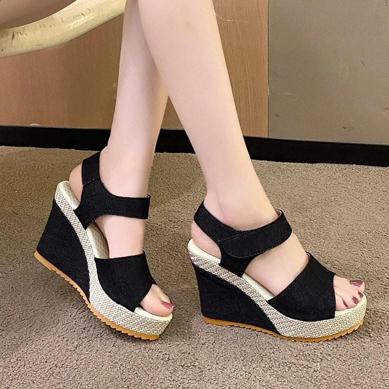 High-heeled Wedge Platform Fish Mouth 2024 Womens Peep Toe Sandals Womens Shoes Comfort Summer er Shoes 241204