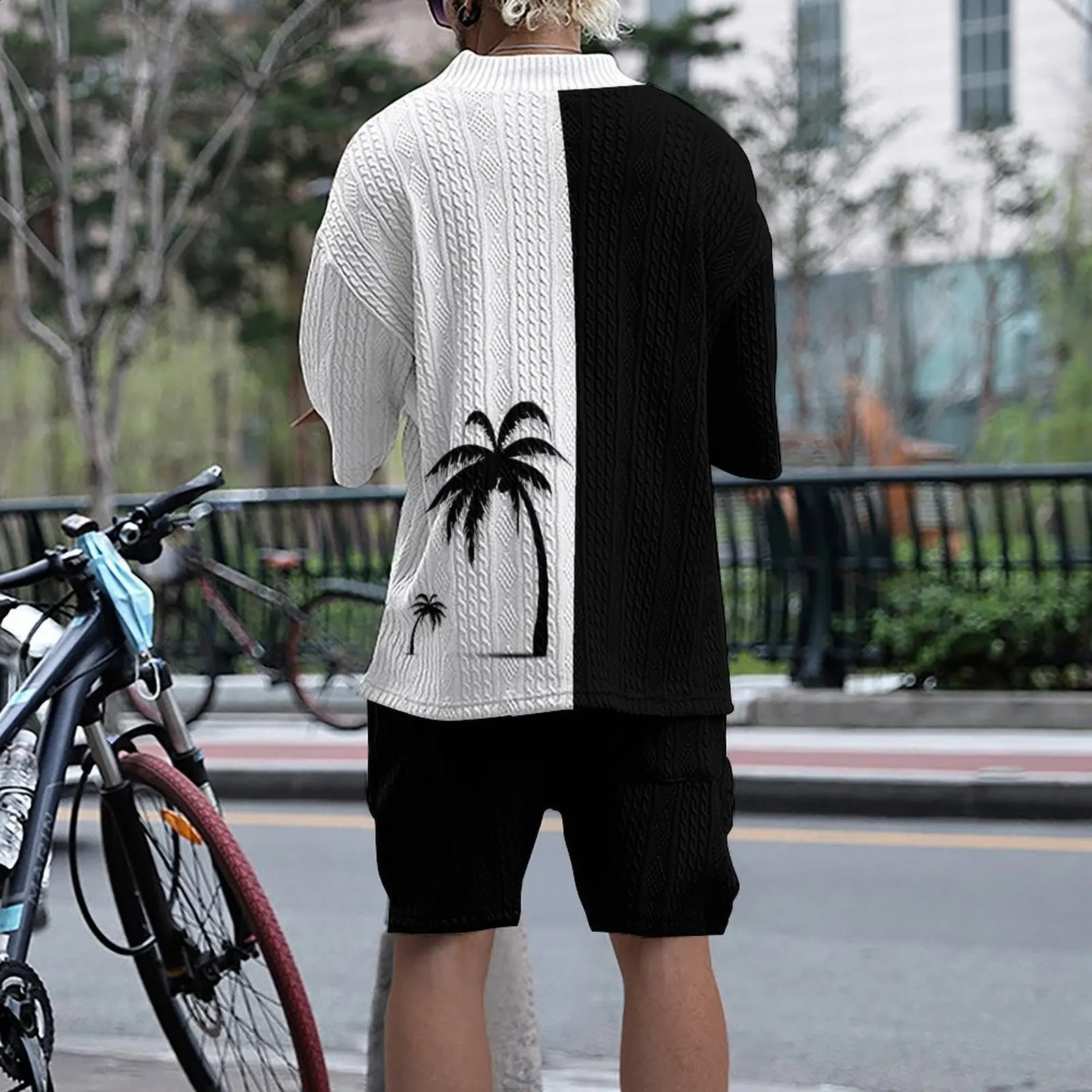 mens summer 3D printed mens casual V-neck knitted cotton unisex mens clothing flash sale 241203