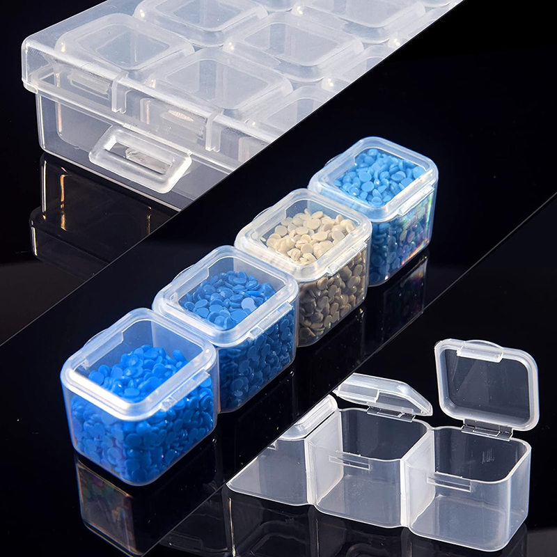 Home Storage Box Earrings Ring Jewelry Rice Beads Nail Diamond Transparent Multi-functional Storage Box