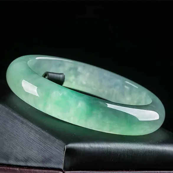Natural Myanmar Jade Bracelet for Women ICY Glutinous Seed Floating Flower Sunshine Green Jade241204