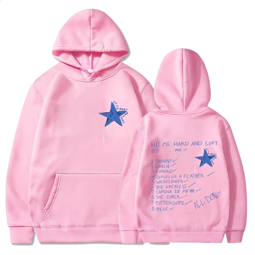 Hit Me Hard and Soft Tour Hoodies Hip Hop Hooded Sweatshirts Men Women Harajuku Fashion Fleece Loose Streetwear Y2K Clothes 241203