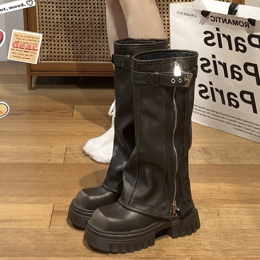 Knee Platform High Women Fashion Ladies Belt Buckle Knight Long Boots Autumn Winter Women's Thick Heel Shoes EU39-40
