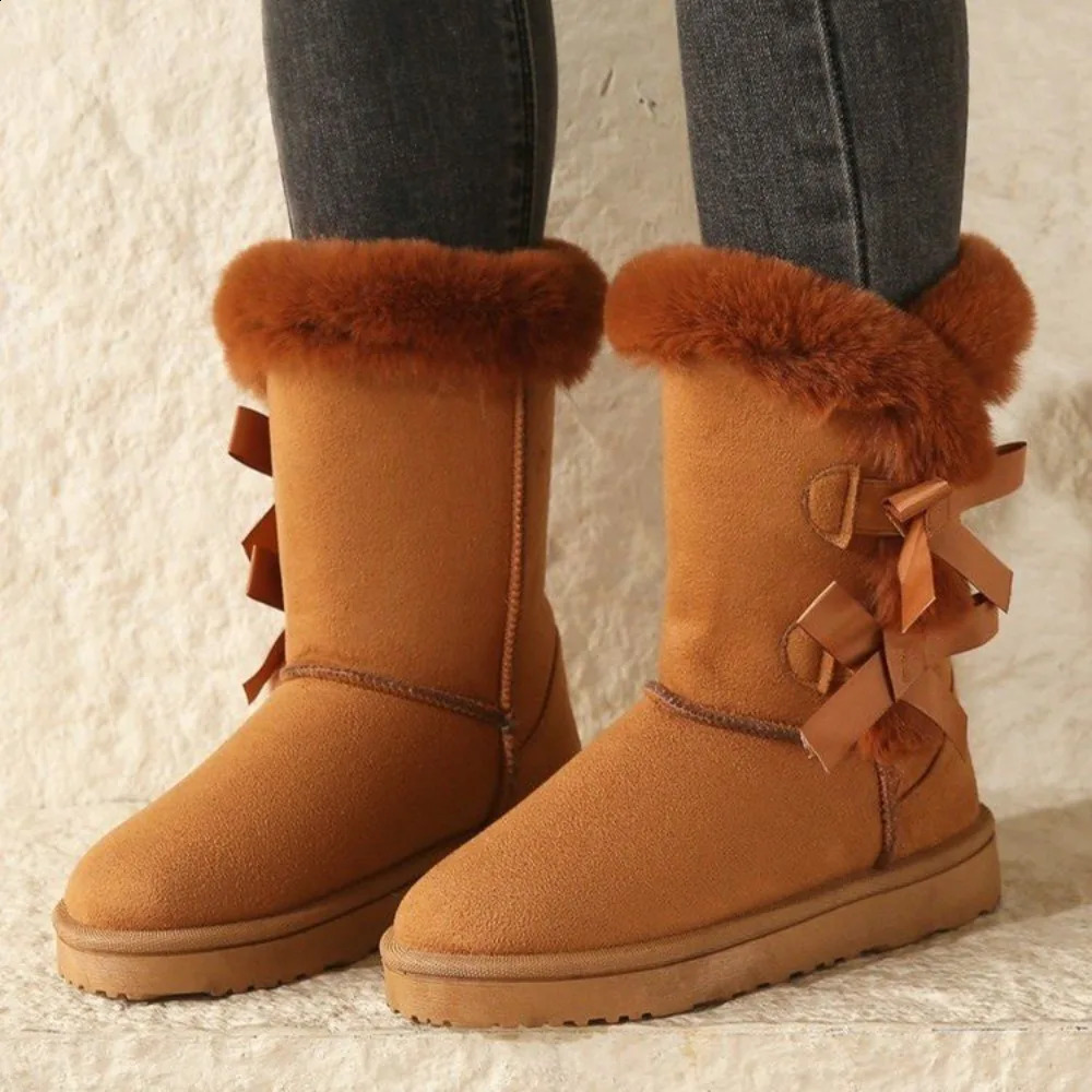 Classic plush snow boots and calf womens boots wool womens boots warm winter cotton shoes womens shoes fashionable 241203