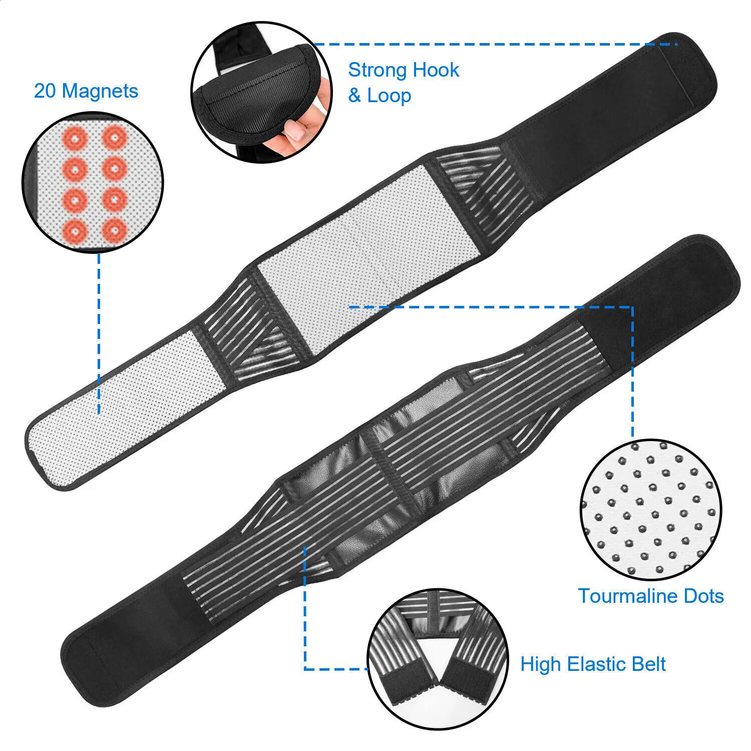 Tourmaline Waist Brace Support Belt Band Self Heating Lower Back Supports Magnetic Therapy Lumbar Waist Bandage Back Waist Belt 241204