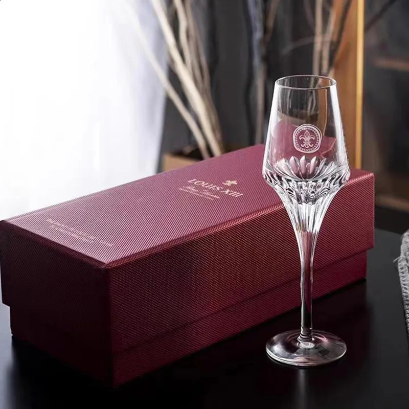 100ML Light Retro Red Wine Glasses Business Gift Box Set Crystal Glass Whiskey Champagne Glass Transparent Light Glass 241204