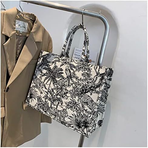 Large 2024 Capacity Handbag With Linen, Cotton Embroidery, Exquisite Graffiti, Fashionable Shopping Bag