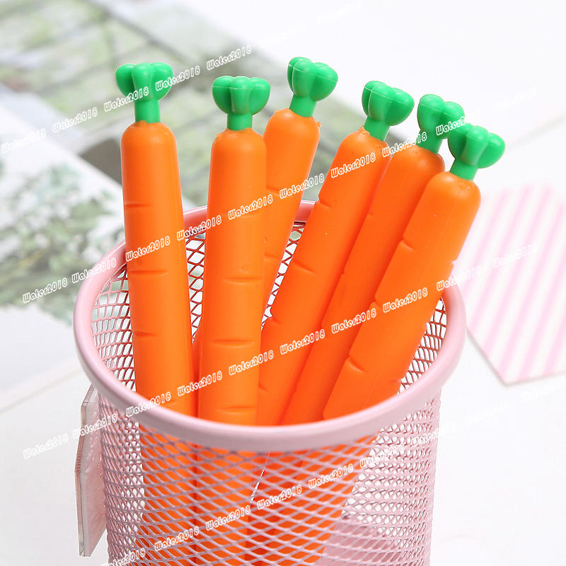 Carrot Roller Ballpoint Pen 0.5MM Orange Vegetable Shaped Student Stationery Gel Pens Christmas Gift