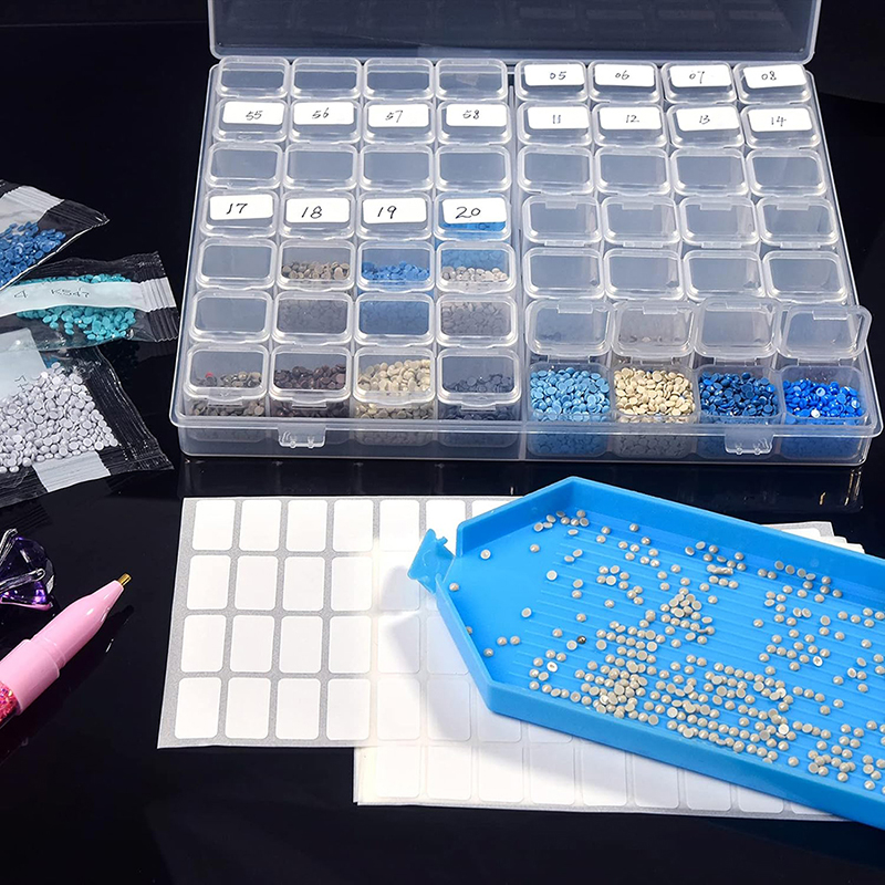 Home Storage Box Earrings Ring Jewelry Rice Beads Nail Diamond Transparent Multi-functional Storage Box