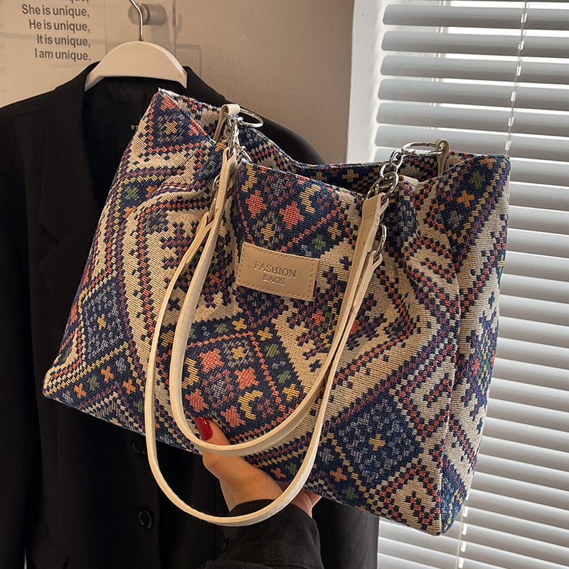 New women s canvas shoulder environmentally friendly reusable designer retro shopping fashion large capacity handbag casual simple women s bag bag