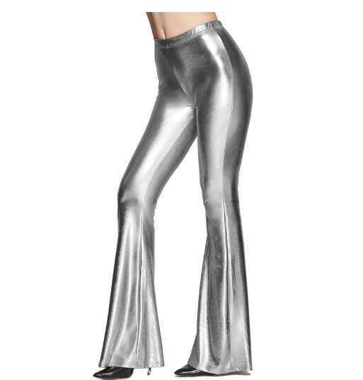 Women Pants Sexy Stage Women's Bright Imitation Leather Fashion Elastic Waist Flared Pants Nightclub Wide Leg Pants Casual Wide Leg Pants 241125