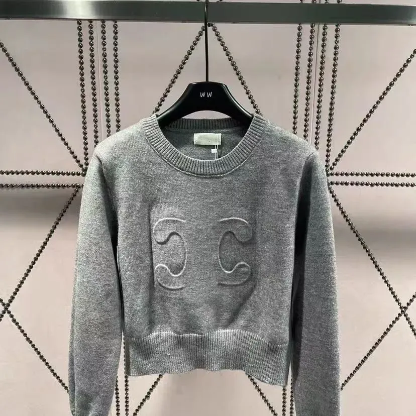 Sweaters Designer Women Jumper Knit Sweater Clothes Fashion Pullover Female Autumn Winter Clothing White Sleeves Elegant Casual Tops Size S-XL
