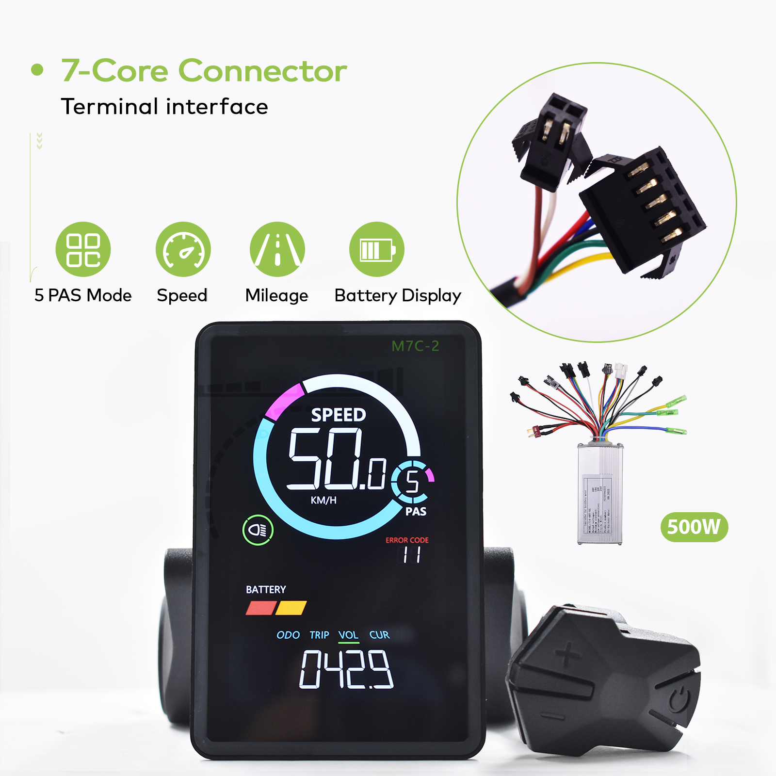 Electric Vehicle Motor Controller - High-Performance 350W Brushless Unit with Colorful LCD Screen Supporting Various Voltage Ranges