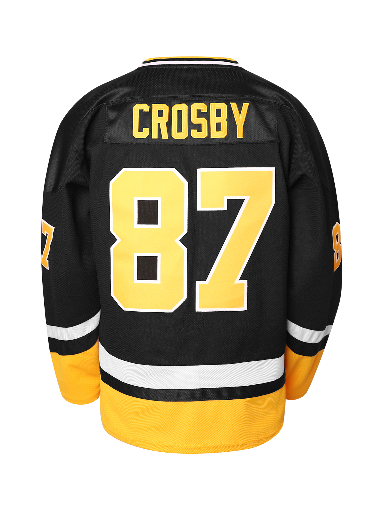 In Stock 87 Crosby 66 Lemieux Black Hockey Jersey Classic Retro Style Sportswear 100% Stitched Fast Shipping Embroidered Letter Number Design