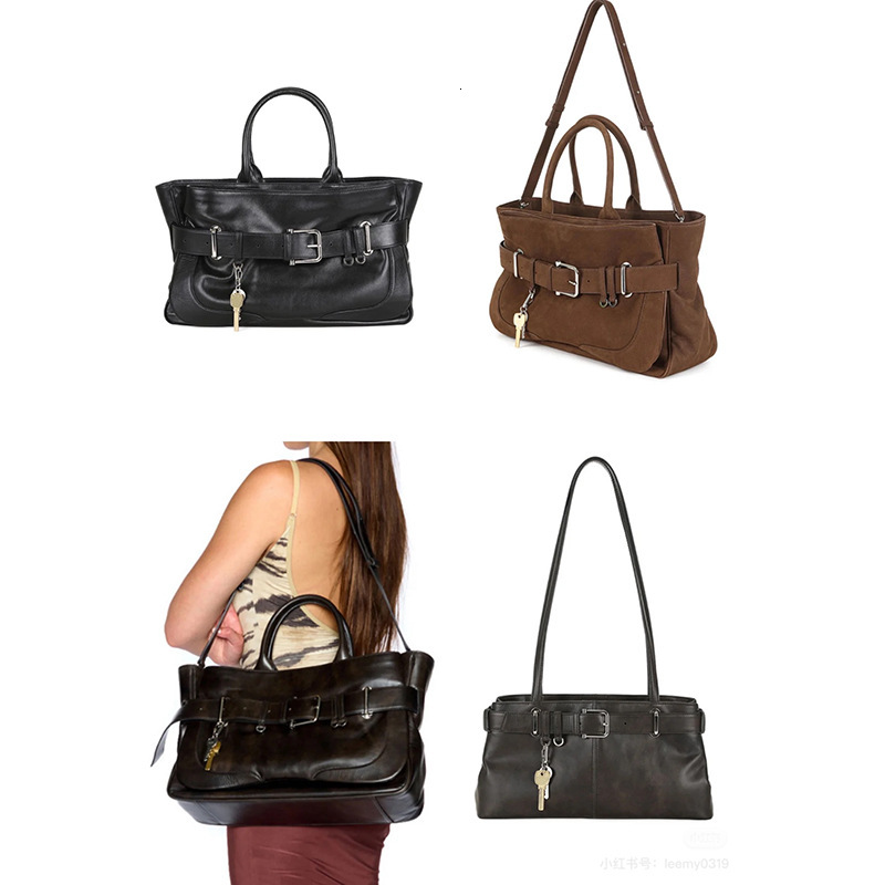 Korean niche 2025S designer autumn and winter new fashionable versatile women belt buckle horizontal large lazy style commuting bag trend