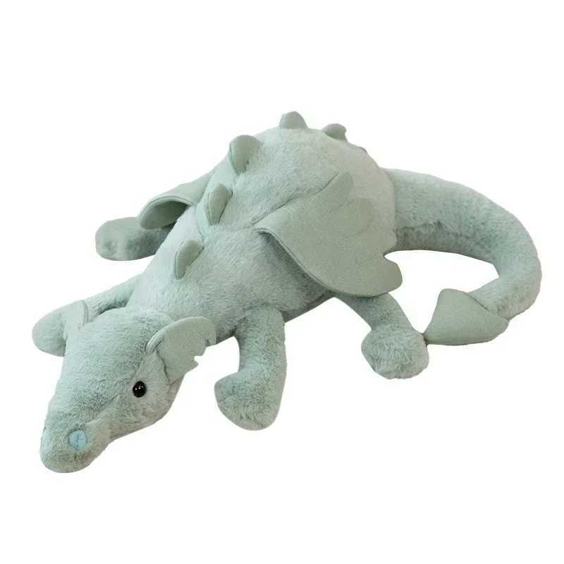 Giant Soft Plush Toy Little Dragon Plush Toys White Green Dinosaur Stuffed Animal Soft Doll Birthday Gift for ChildrenXJ241204