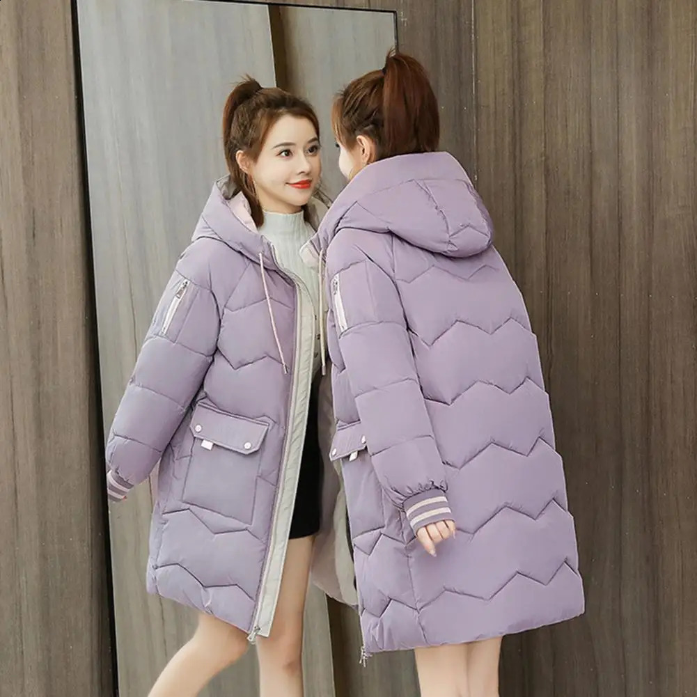 2023 womens long cotton jacket Korean loose winter thick warm park hooded 241209Z
