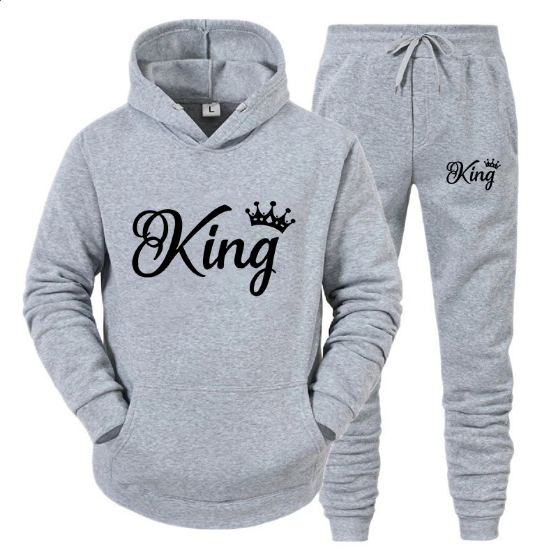 Y2k Style Long Sleeve Hoodie Set for Women Couple Sweaters Hoodie Trends Couple Hoodies Tracksuit Queen King Printed Fashion 241203