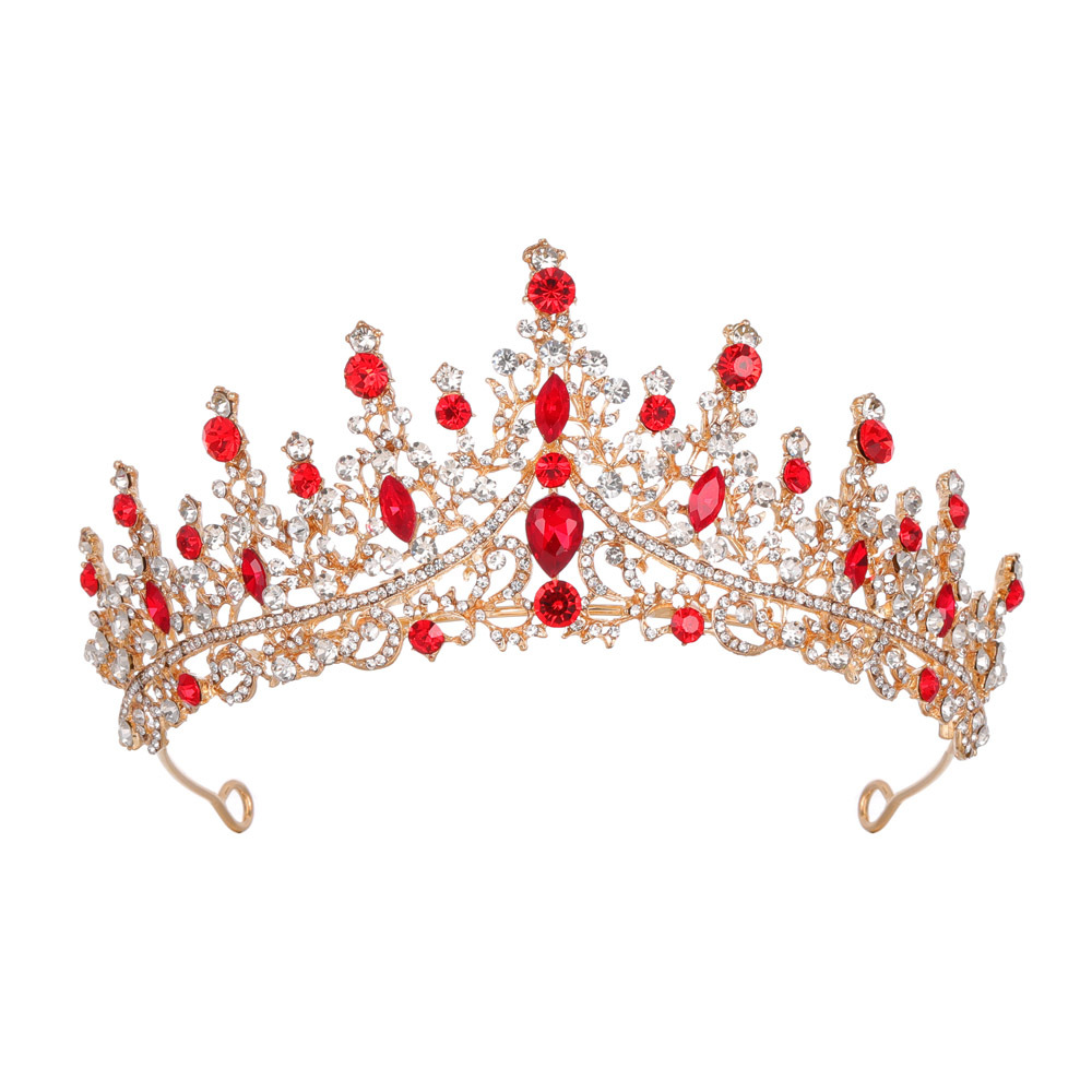 Vintage Big Bridal Crown Rhinestone Royal Wedding Queen Crowns Princess Crystal Baroque Birthday Party Tiaras For Bride Sweet 16