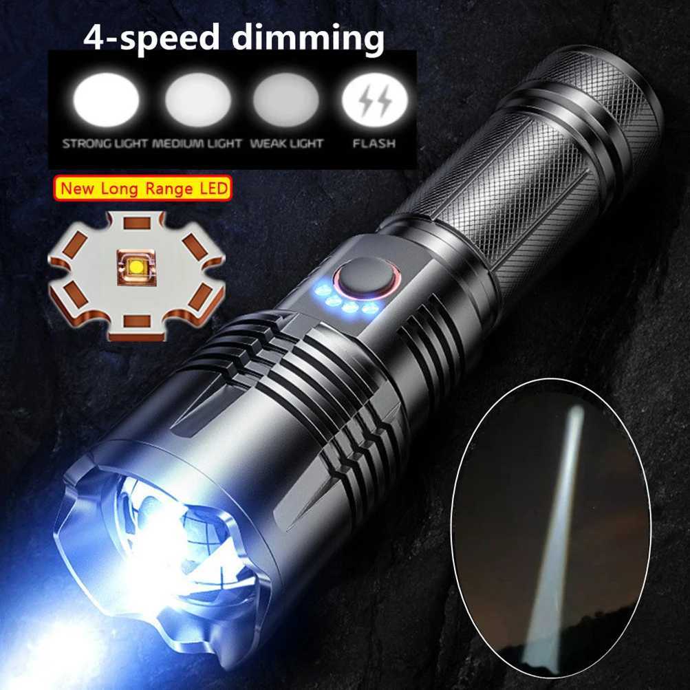 XHP70 Self Defense Flashlight Aluminum Camping Rechargeable Lamp powerful Teaser Personal Defense Lantern Power LED Work Light Z241204