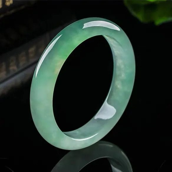 Natural Myanmar Jade Bracelet for Women ICY Glutinous Seed Floating Flower Sunshine Green Jade241204