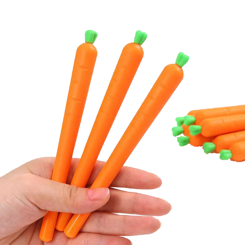 Carrot Roller Ballpoint Pen 0.5MM Orange Vegetable Shaped Student Stationery Gel Pens Christmas Gift