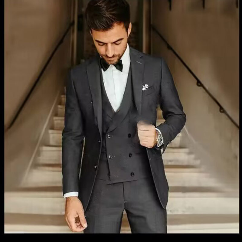 New minimalist groom groomsman tailcoat party set slim fit business casual jacket set three piece set 241028