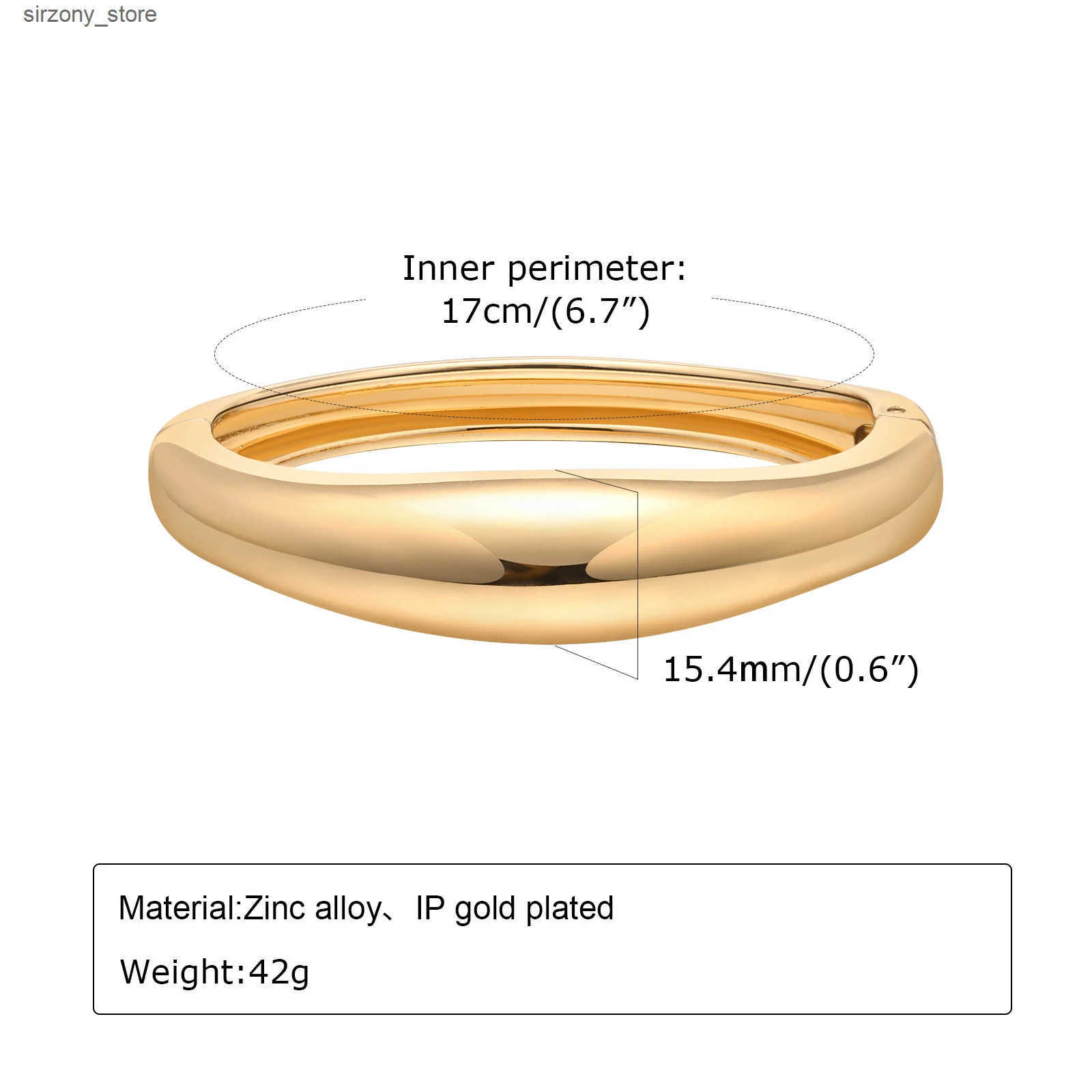 Bangle Vnox bold heavy-duty womens bracelet minimalist trend 15.4mm thick smooth cuff bracelet suitable for girls hinged closed loop bracelet J241205