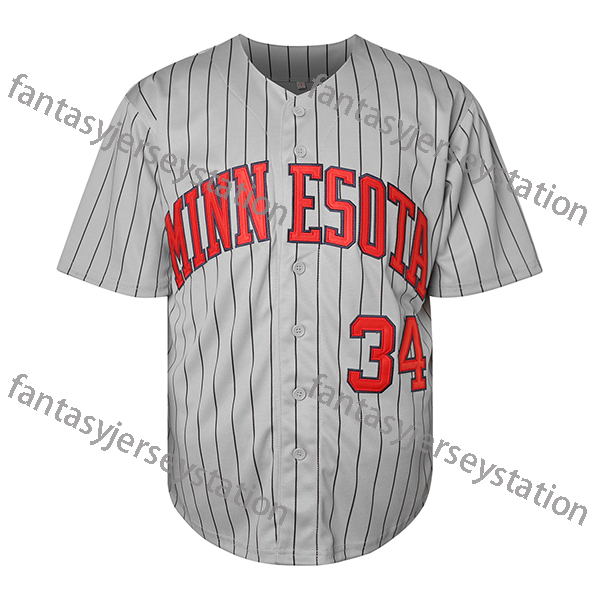 #34 PUCKETT Grey Baseball Jersey 100% Stitched Vintage Baseball Jerseys Breathable Embroidered Letter & Number Design, for Casual, Training