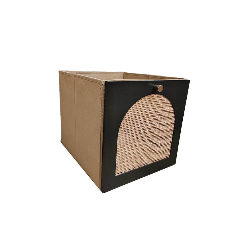 Front arched wicker storage box (black) Folding clothes and socks portable storage box