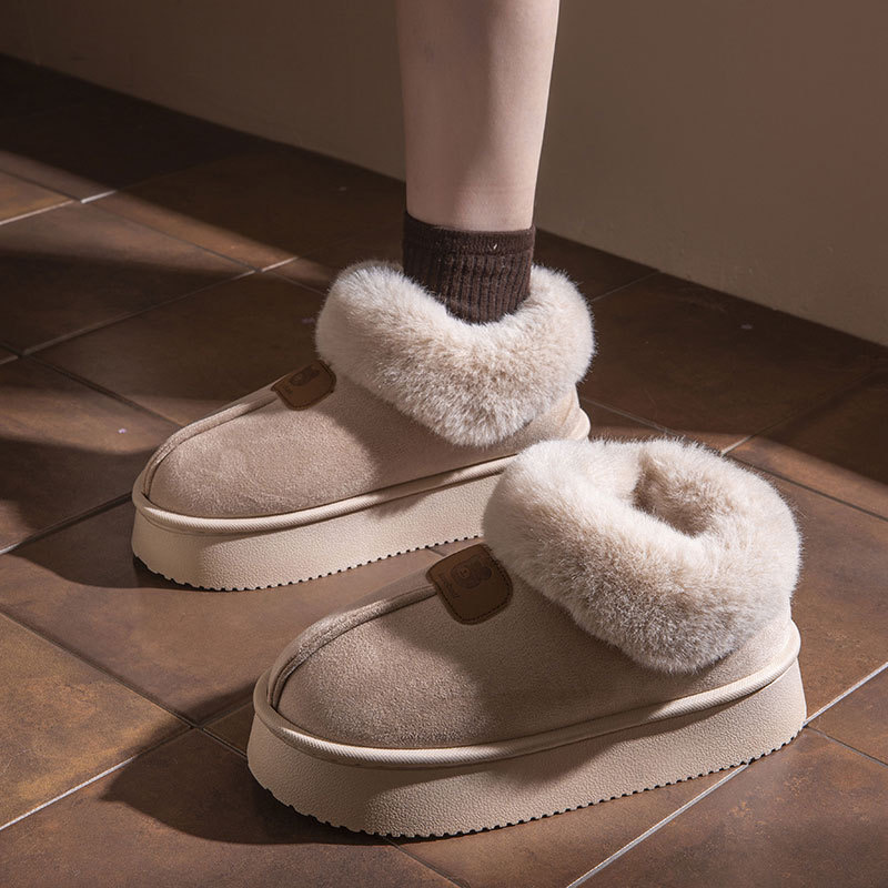 2024 New Women Fur Slippers Ankle Boots Flats Platform Short Plush Warm Flip ps Cotton Shoes Designer Brand Winter Snow Botas