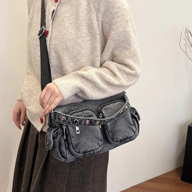 Totes Vintage Wash Denim Women Crossbody Bags Multi-pocket Design Female Shoulder Messenger Cowboy Ladies Handbag zhanyishengli