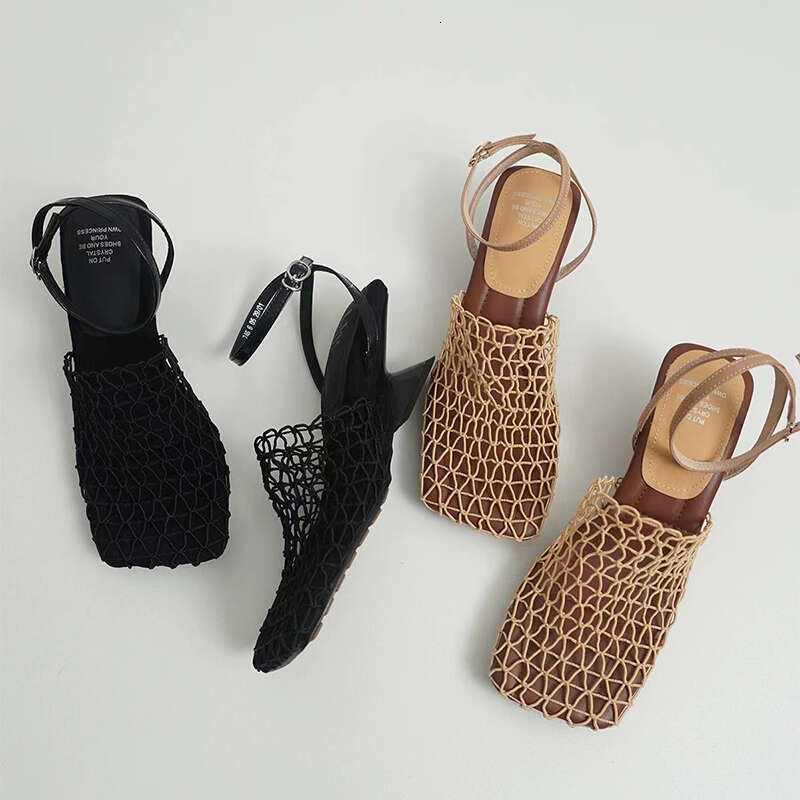 Designer Weave Women Sandals High Heels Square Toe Dress Summer Party Shoes Trend New Slippers Pumps atillas Mujer