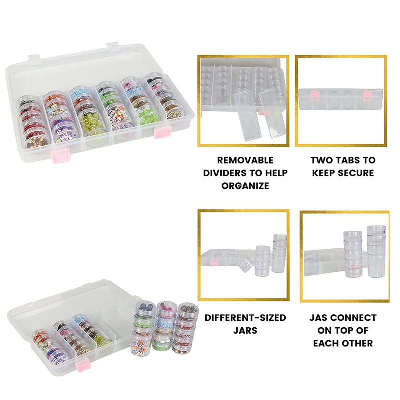 Multifunctional Storage Box Rice Beads Earrings Necklace Ring Jewelry Pills Transparent Storage Box