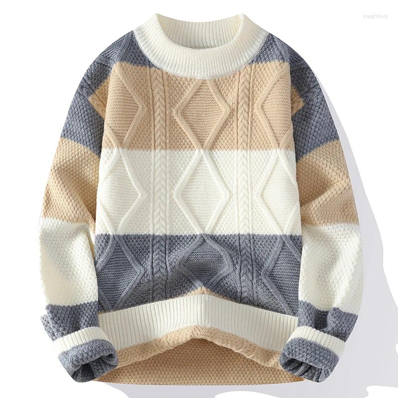 Mens Sweaters 2024 Fall Winter High End Argyle Plaid Sweater Men Korean Style Mens Christmas Jumper Cashmere Pullover S251110