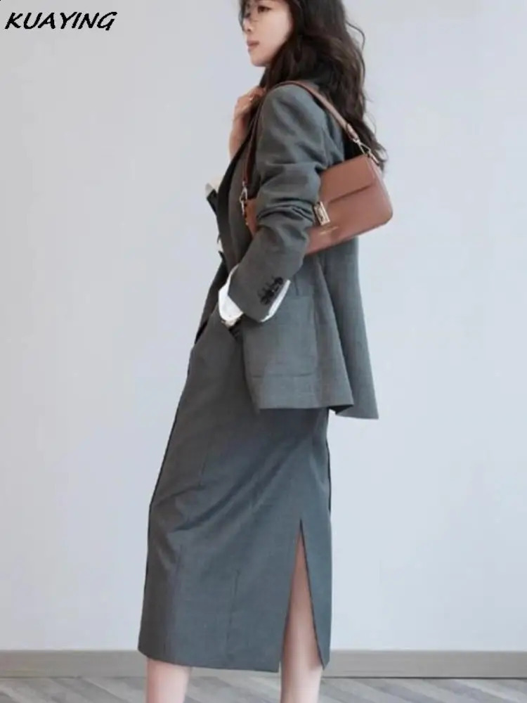 Autumn Korean Elegant Womens Jacket Set Casual Business Formal Set Jacket Office Womens 2-piece Set Womens Wear 241130