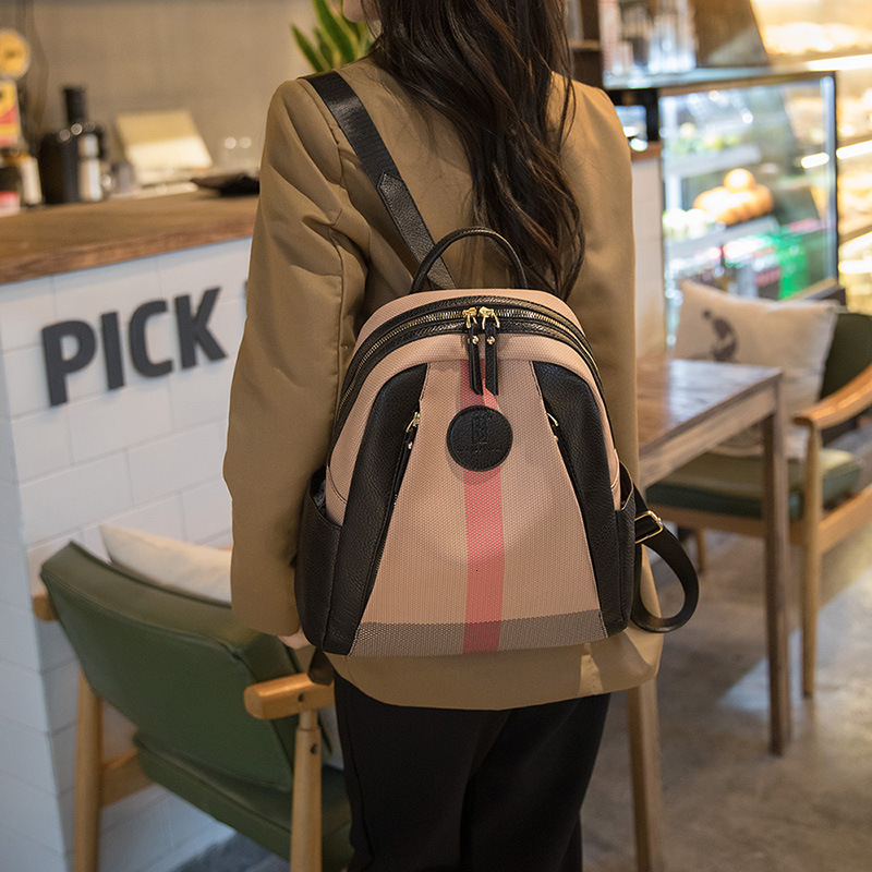 New trend French plaid printed backpack designer multifunctional casual women s backpack trendy leisure crossbody bag