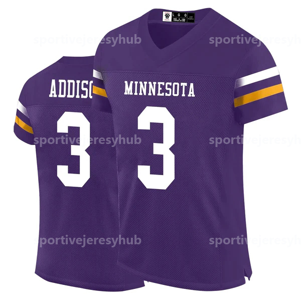 Shxinet Mens/Women/Youth 9 J.J. McCarthy 18 Justin Jefferson Football Jersey T.J. Hockenson Turner Addison Lewis Bynum Randy Moss Harrison Smith Harri